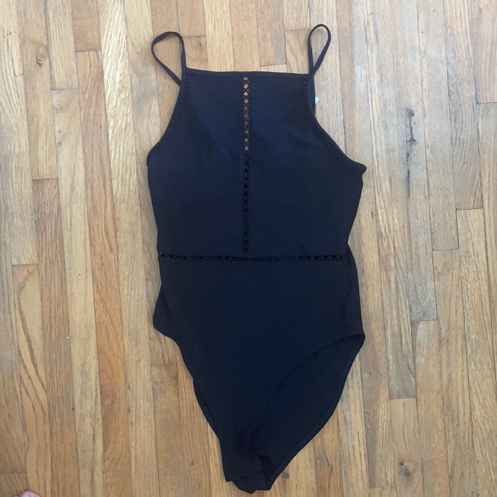 Black high neck body suit